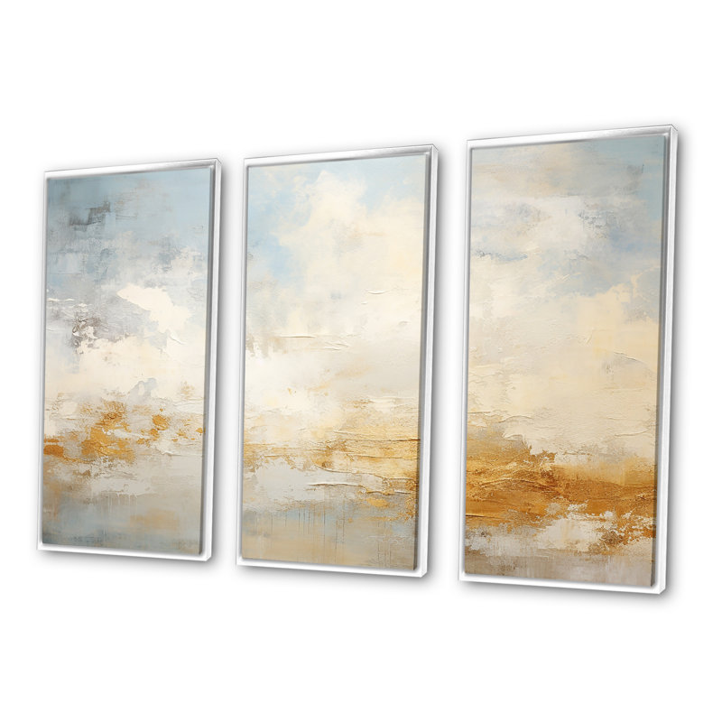 «Elegant Sky Whispers I», ensemble de reproduction d'art mural Sky, Cadre flottant blanc, H 32 po x l 48 po x P 1 po