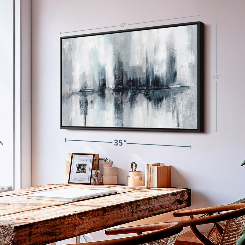 Abstract " Indigo Harbor Lights ", 25" H x 37" W