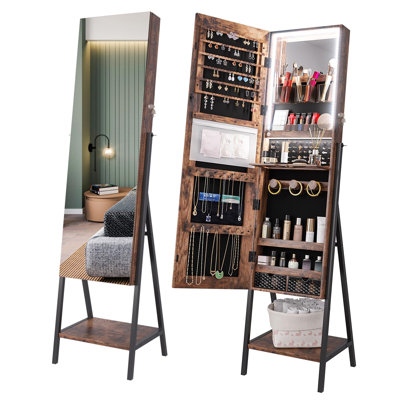 Armoire à bijoux moderne avec miroir à DEL - grande capacité de rangement et maquillage pratique