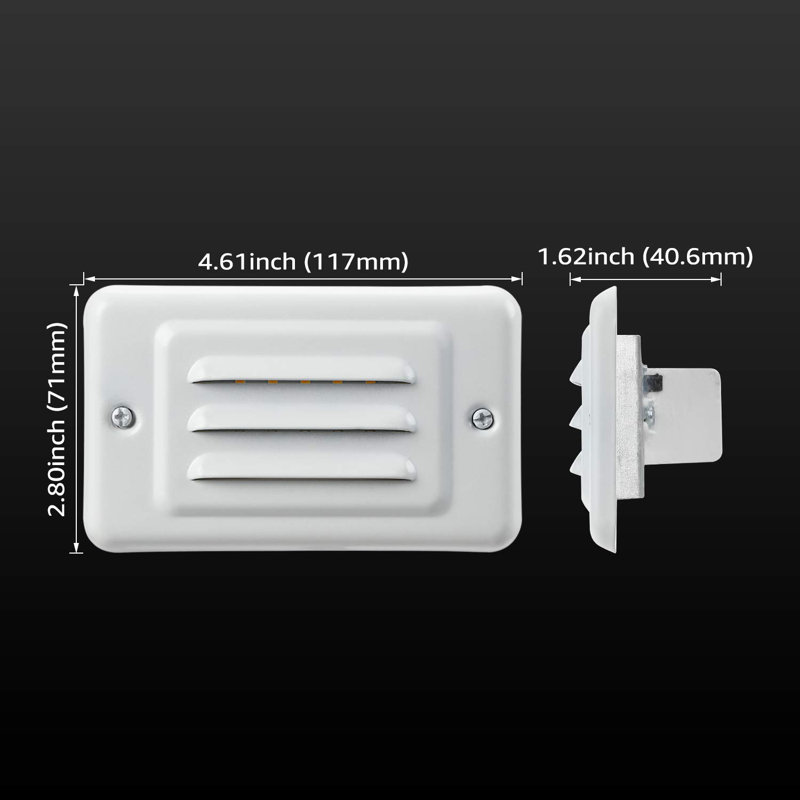 Luminaire de terrasse en métal à DEL câblé intégré et étanche pour marche d'escalier, H 2,8 po x l 4,61 po x P 1,62 po