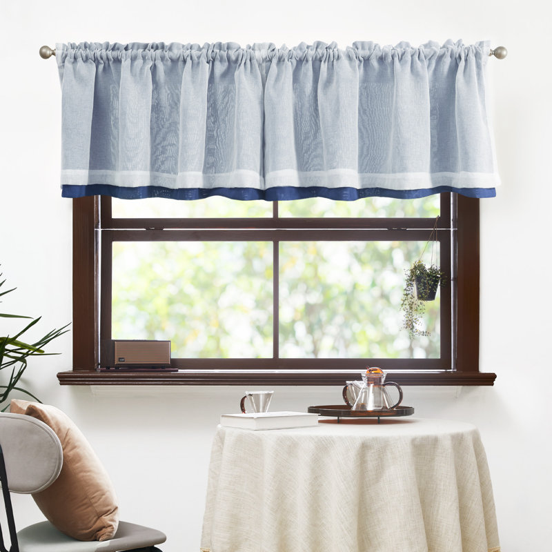 Cantonnière à passe-tringle, L 52 po x L 19 po, Bleu marine