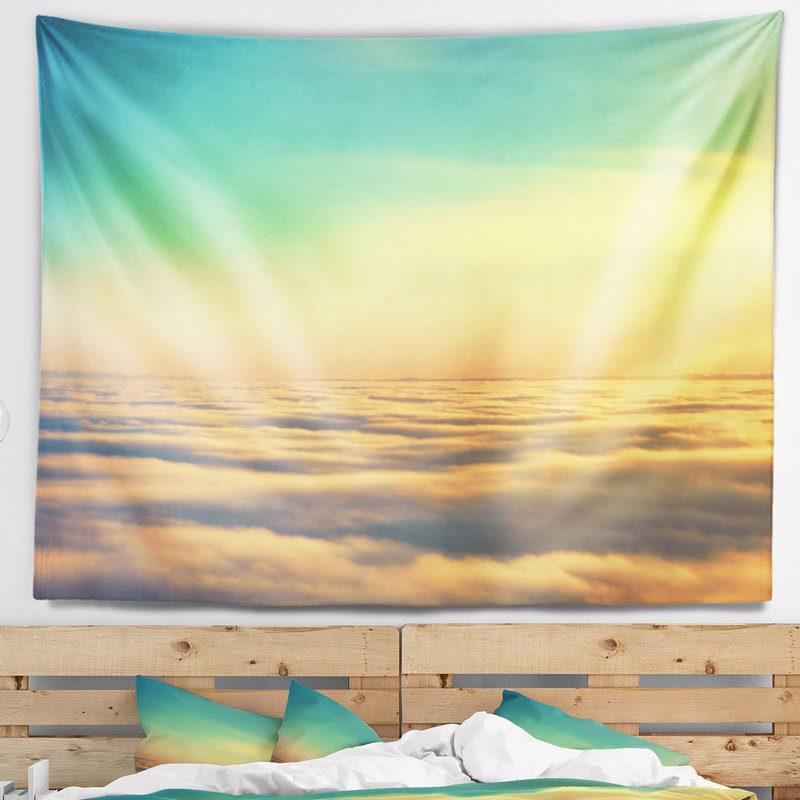 Plage, vue aérienne incroyable de la tapisserie du ciel, H 50 po x l 60 po