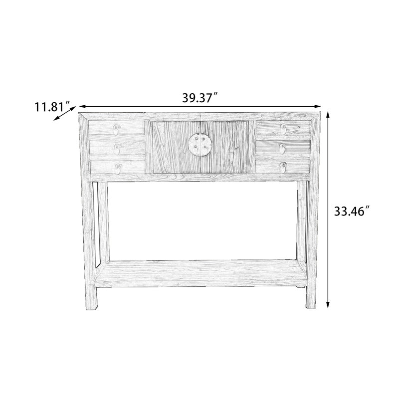 39.37" Natural Colour Rectangular Solid Wood Console Table