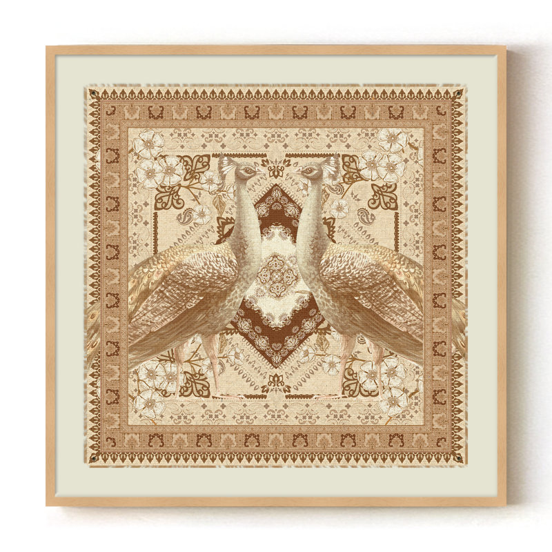 Peacock Monarchs, 40" H x 40" W, Tan