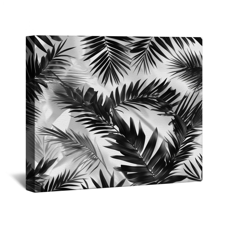 Toile tendue avec feuilles de palmier noires en plusieurs tailles, 16 po x 20 po
