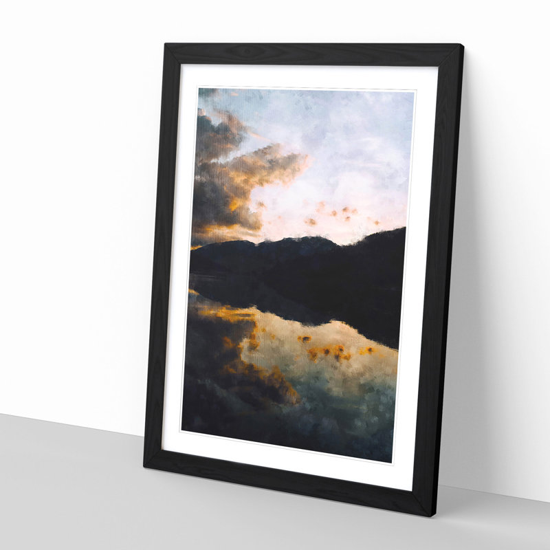 Reflection of the Clouds and Mountains - Picture Frame Painting Print, Black Framed, 45cm H x 33cm W x 2cm D