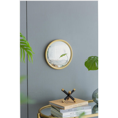 D11 inch golden circular mirror, iron frame circular mirror, suitable for living room, bedroom, dressing table, entrance corridor, hallway