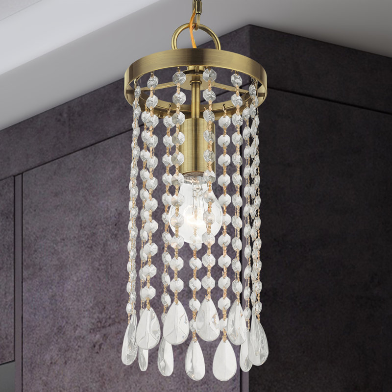 1 - Light Single Pendant, Antique Brass