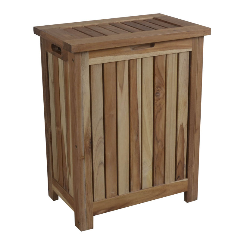 EcoDecors Storage Hamper Standard Solid Teak Deck Box, Medium (25.6" H x 20.1" W x 13" D), Brown