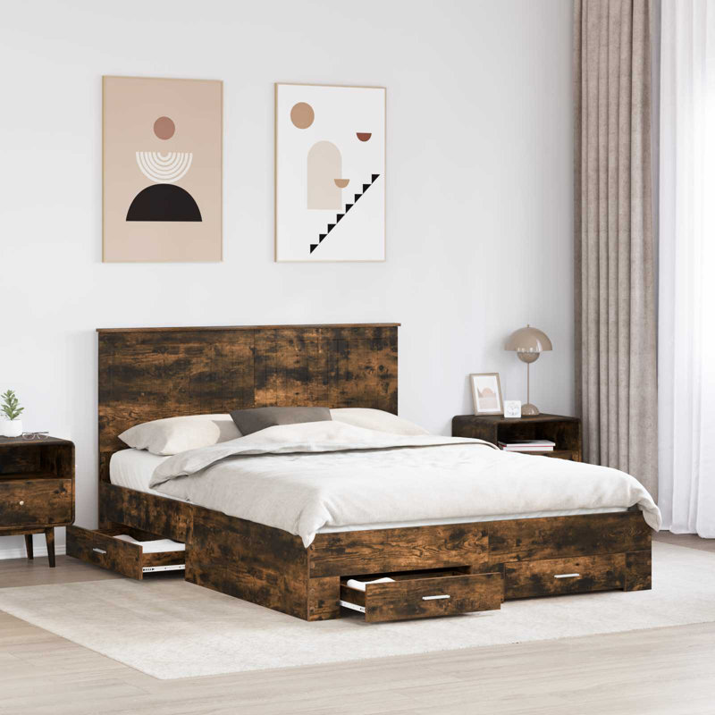 Bed, Smoked Oak, Kingsize (5')