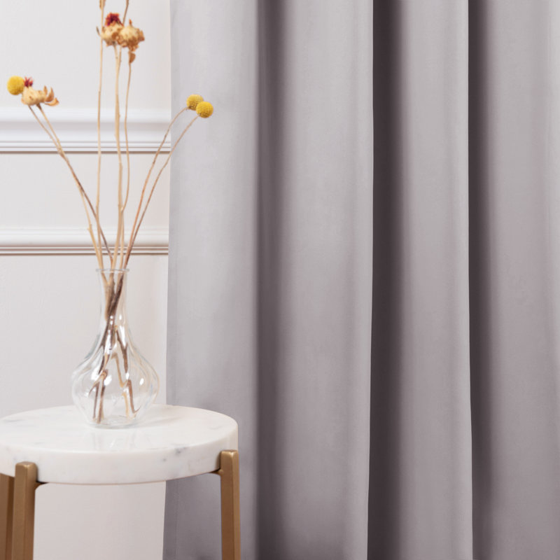 Light Grey Blackout Grommet Polyester Window Panels, 52" x 63"