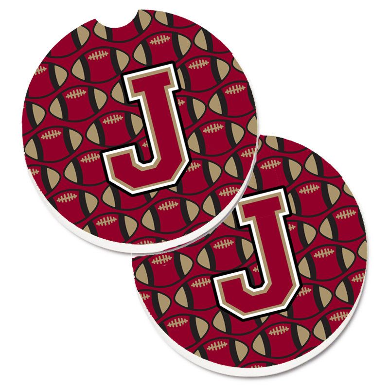 Sous-verre de football, J, Grenat / or