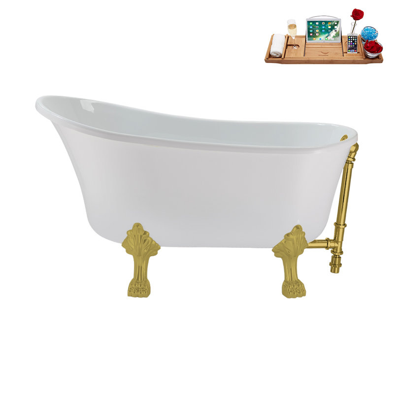 51.2'' x 25.6'' Soaking Acrylic Bathtub, Brushed Gold, Polished Gold