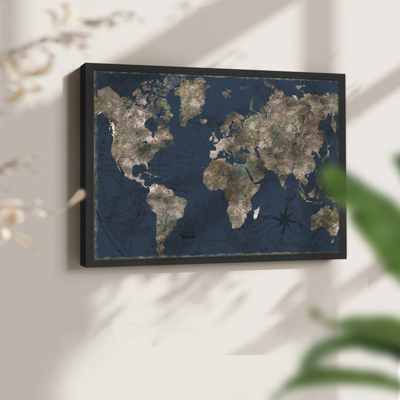 Navy Atlas -Framed Print - Restickable, 22" H x 28" W, Black