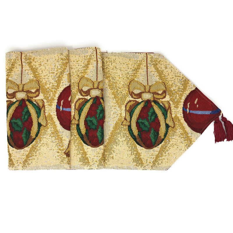 Schumacher Christmas Ornament Table Runner, 13" W x 72" L