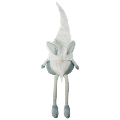 Gnome de Pâques de 33 po blanc et vert avec oreilles de lapin et pattes suspendues