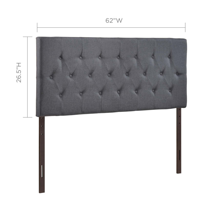 Clique Upholstered Button-tufted Headboard, Queen, Smoke