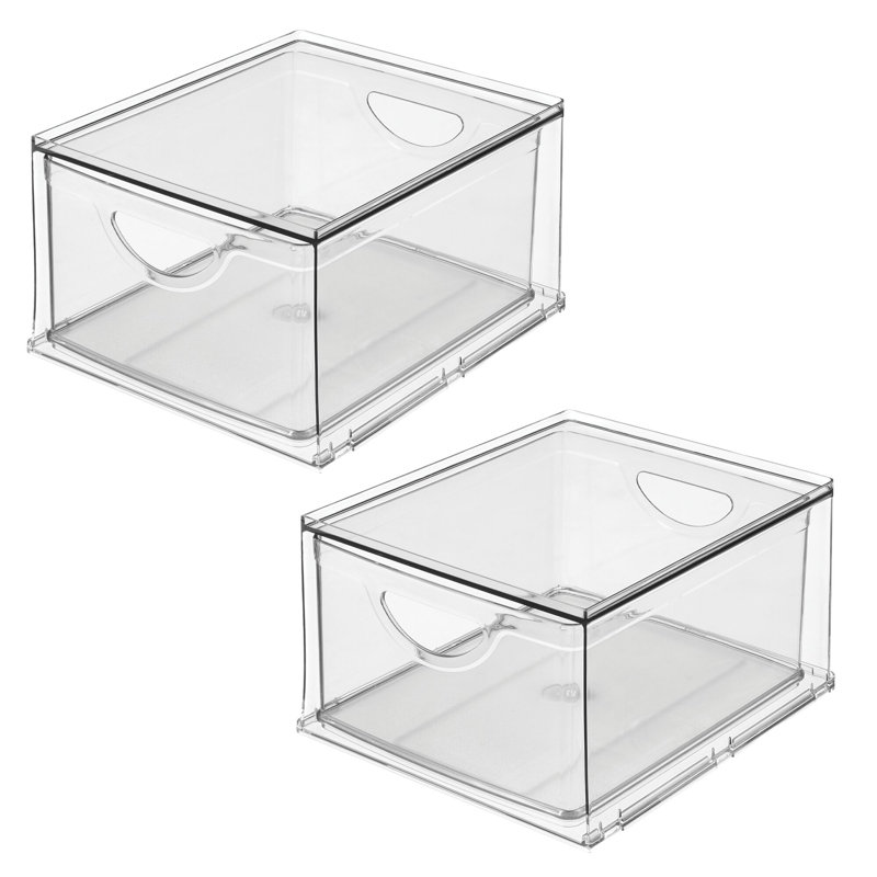 Tiroir de rangement de cuisine empilable pour réfrigérateur, garde-manger, sous-évier ou armoire iDesign - ensemble de 2 - transparent