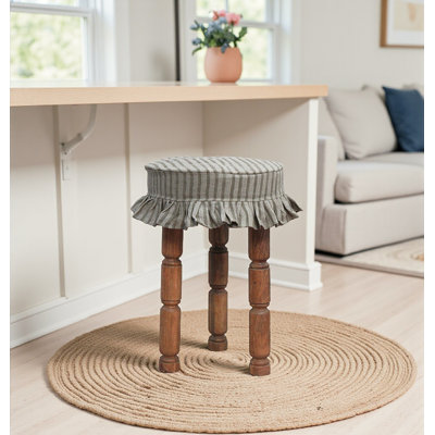 Dharii Striped Linen Barstool Cover