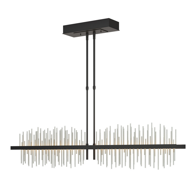 Gossamer 1 - Light Kitchen Island Linear LED Pendant, Vintage Platinum, Black