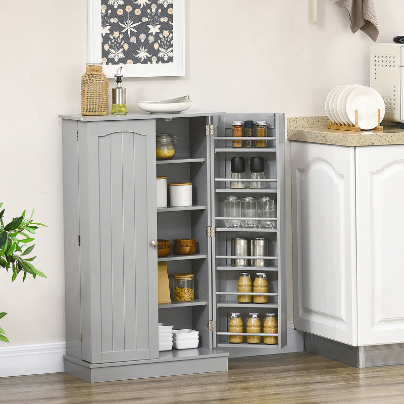 Garde-manger avec tablettes réglables, portes, Grey