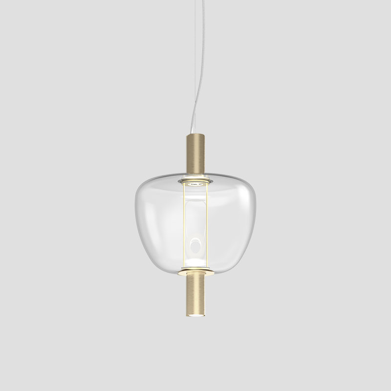 Riflesso Suspension 2L3 Crystal Transparent Matt Copper 2 L3221 Ul, 3000 Kelvins, Crystal Transparent, Matte Gold