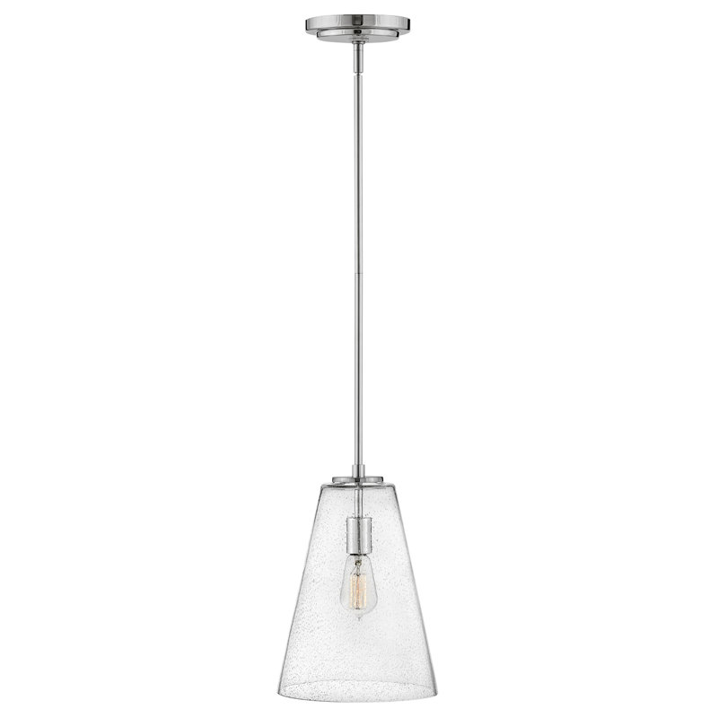 Luminaire suspendu conique à 1 lumière Evanne, Nickel poli
