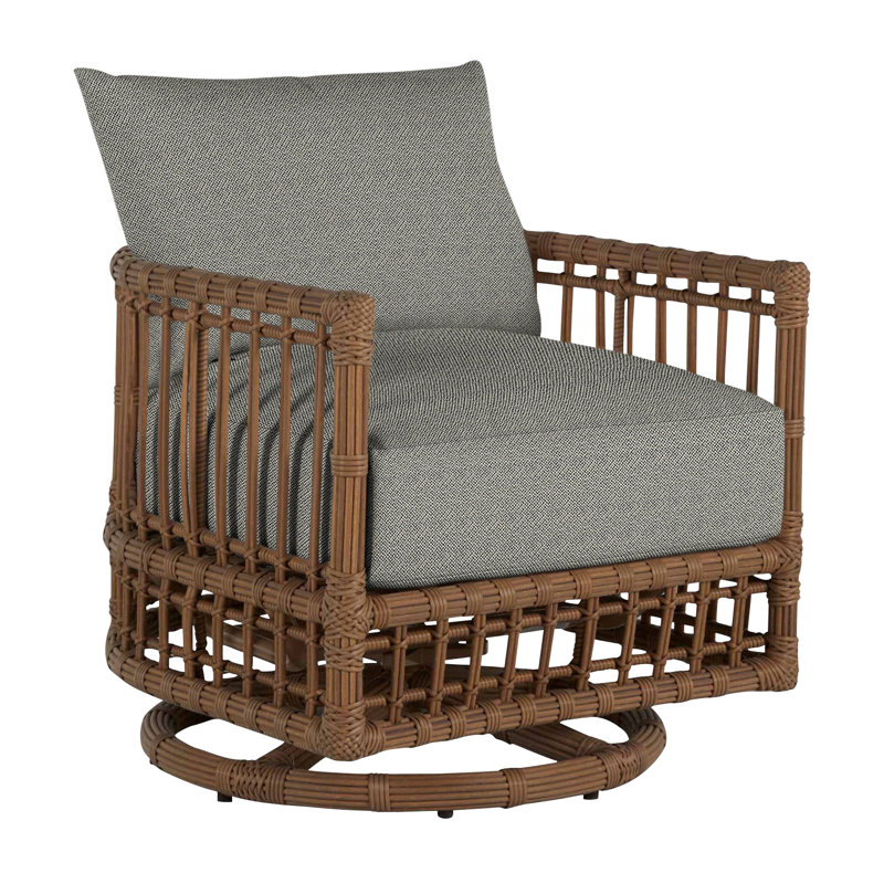 Newport Swivel Patio Chair with Cushions, No Welt, Intermix Bark