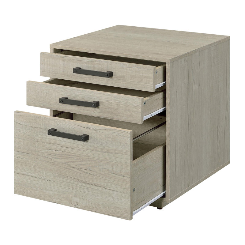 3-drawer Home Office File Cabinet Whitewashed Grey