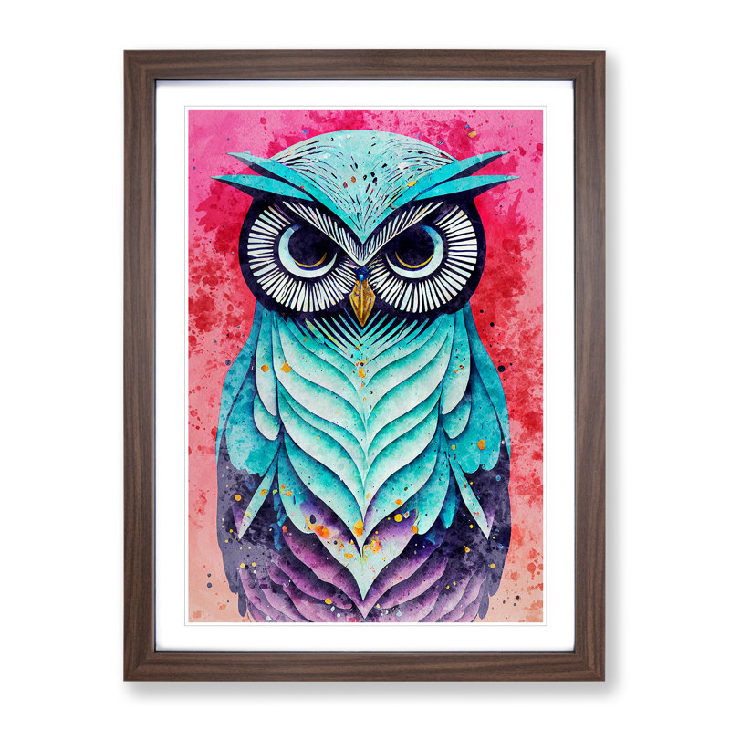 Owl 1 Piece Single Picture Frame Painting, 64cm H x 46cm W x 2cm D, Walnut