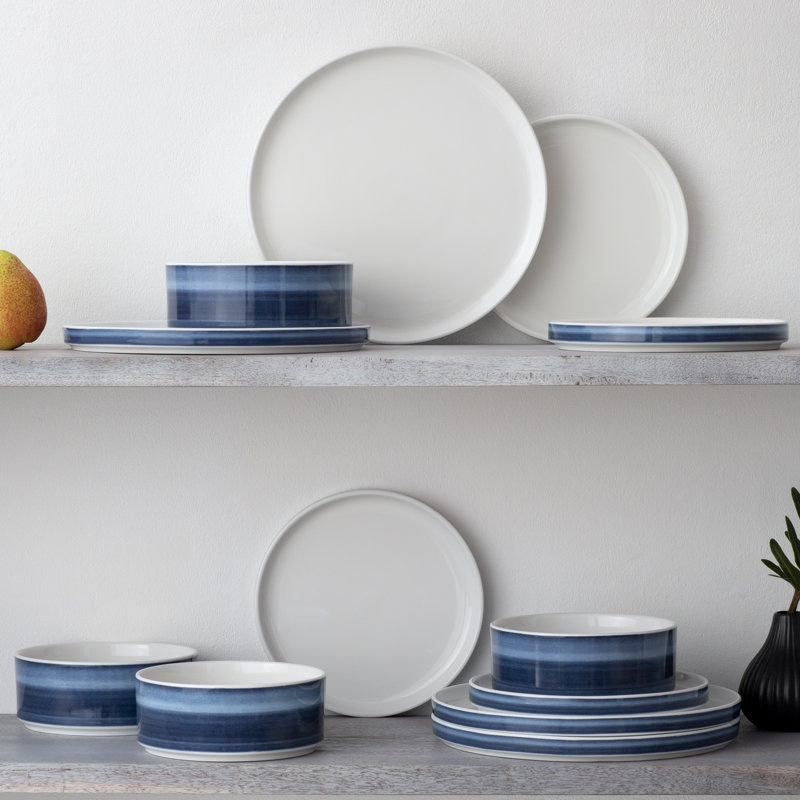 Noritake Colorstax Ombre 12-Piece Dinnerware Set, Service for 4, Indigo