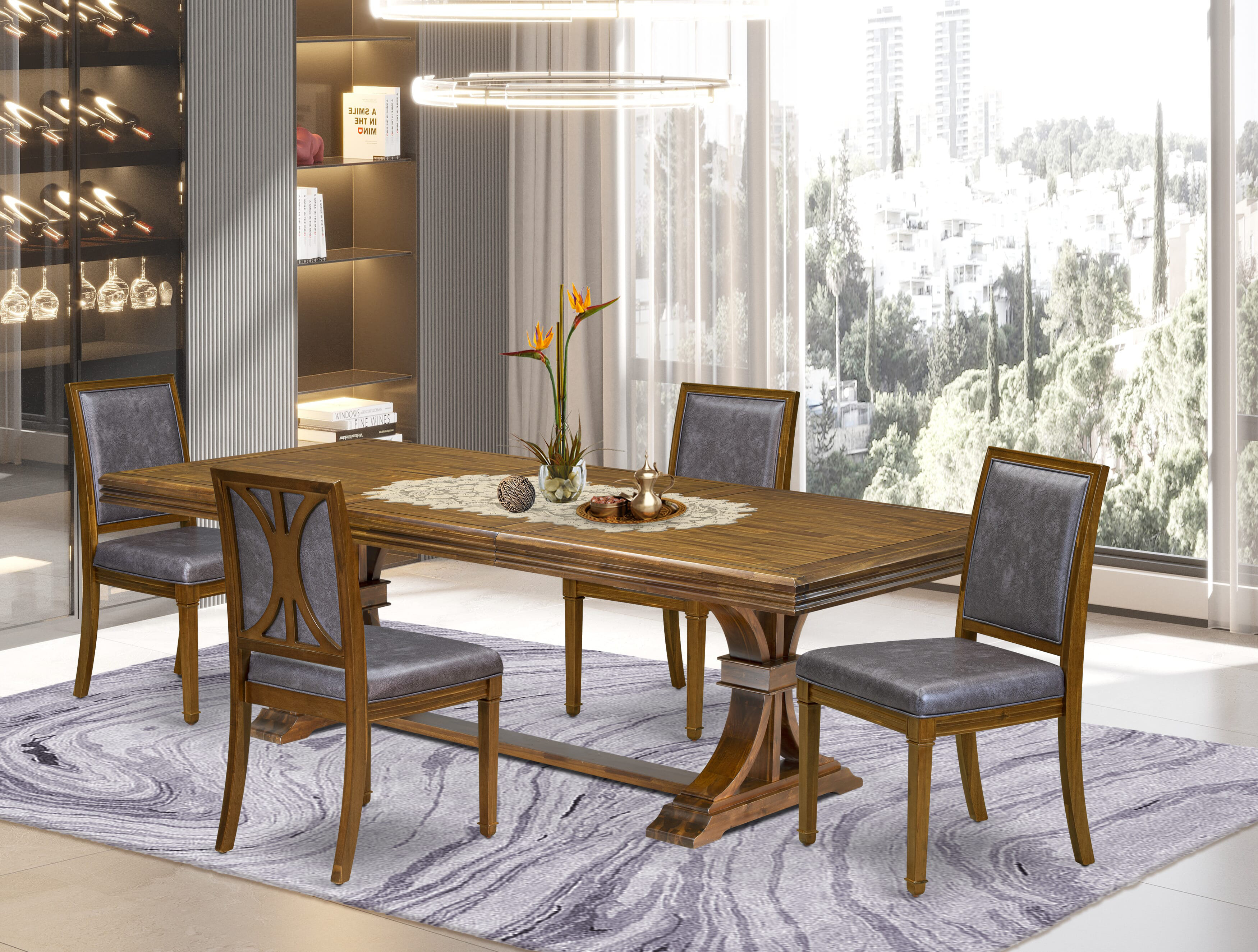 Red Barrel Studio® 5-piece Modern Dining Table Set includes a Dining ...