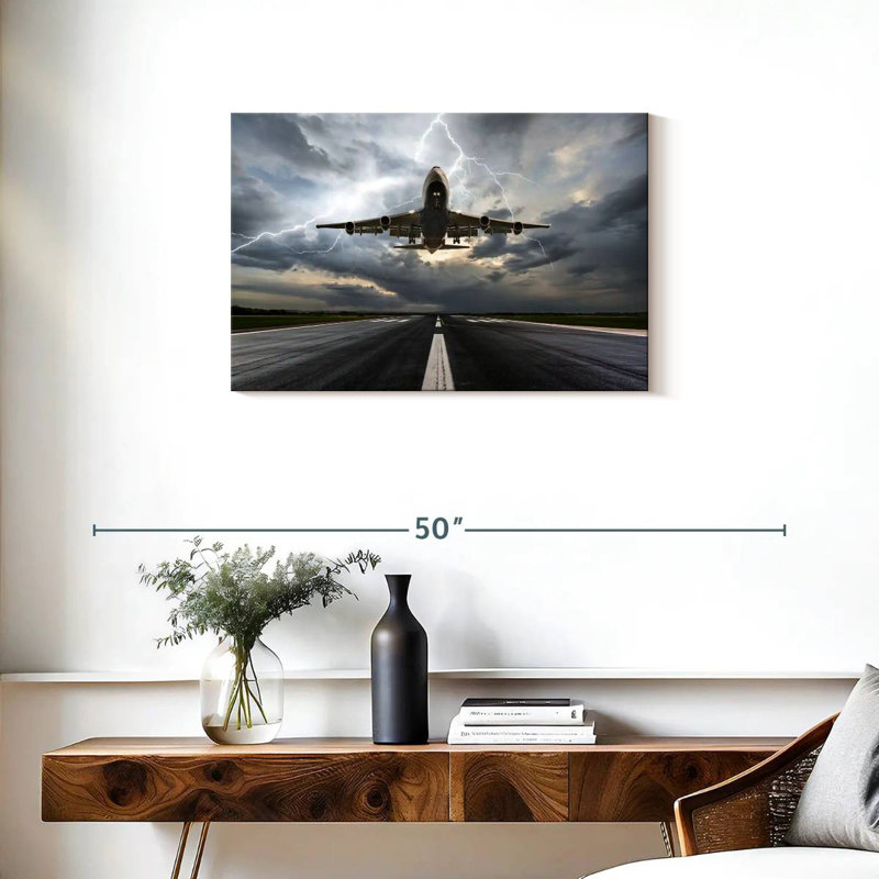 Mehar Airplane Runway Storm, 20" H x 30" W