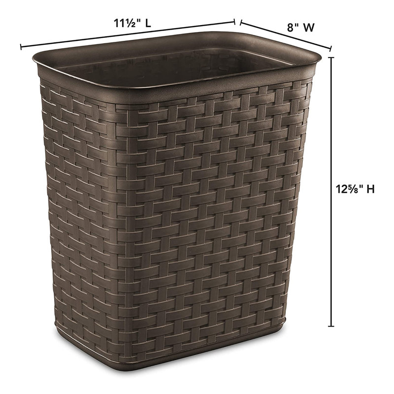 Plastic Open Kitchen Trash Can, 3.4 Gallon, Brown