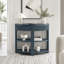 Console cannelée demi-lune avec tiroir et tablettes-953406043