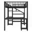 Lit mezzanine double en métal avec garde-robe et amp; Lumière DEL, stable et amp; Peu encombrant, noir