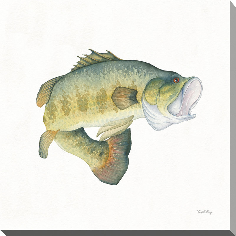 " Gone Fishin Large Mouth ", 18" H x 18" W x 1" D, Wrapped Canvas