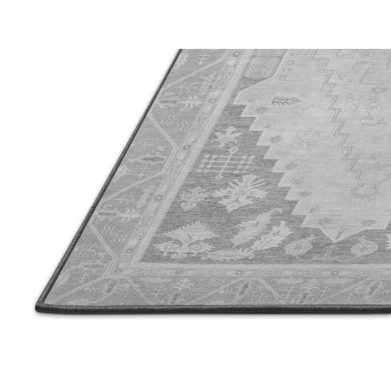 Tapis abstrait gris fait à la machine, Rectangle 2 pi x 3 pi