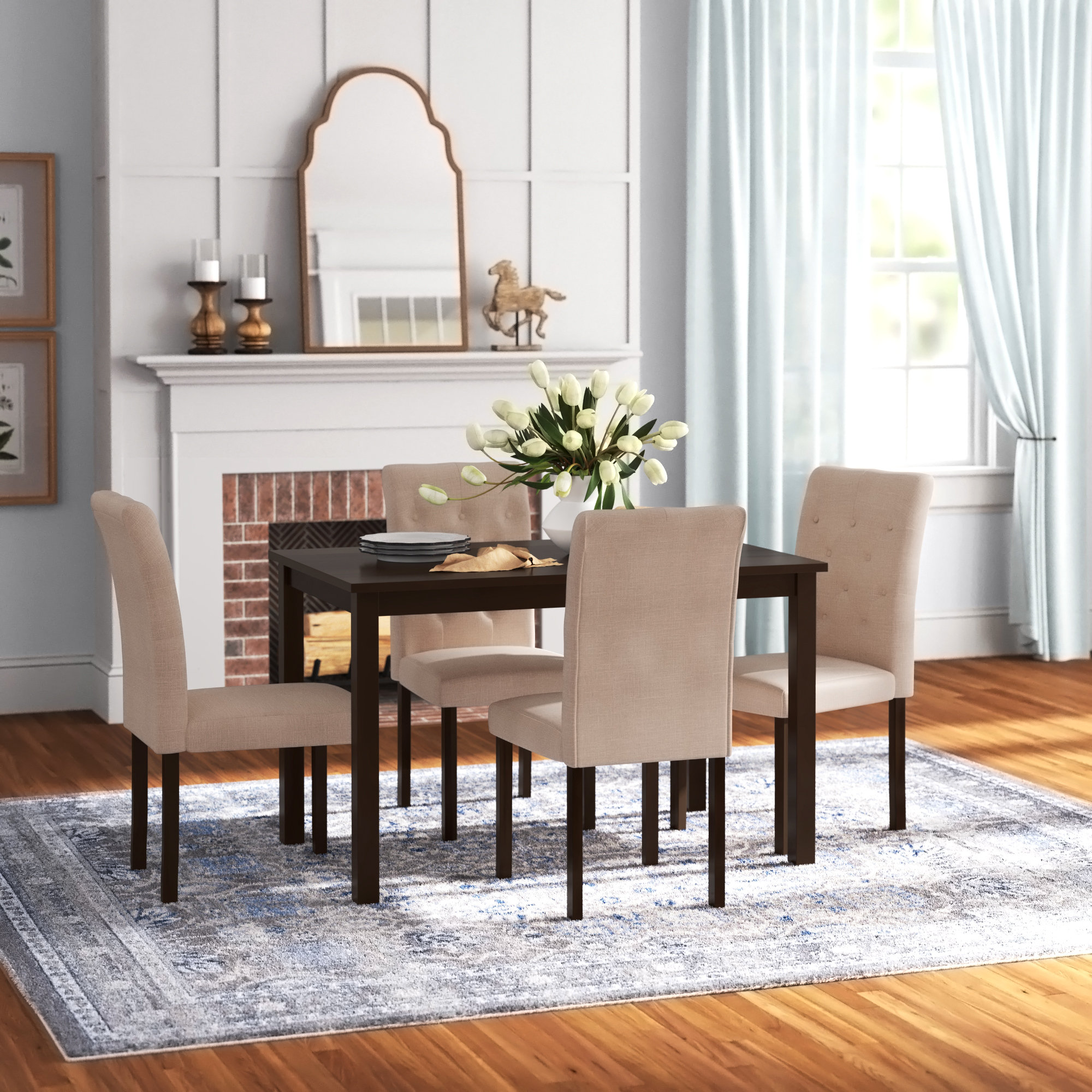 Three Posts™ Alyshia 5 - Piece Solid Wood Dining Set & Reviews | Wayfair