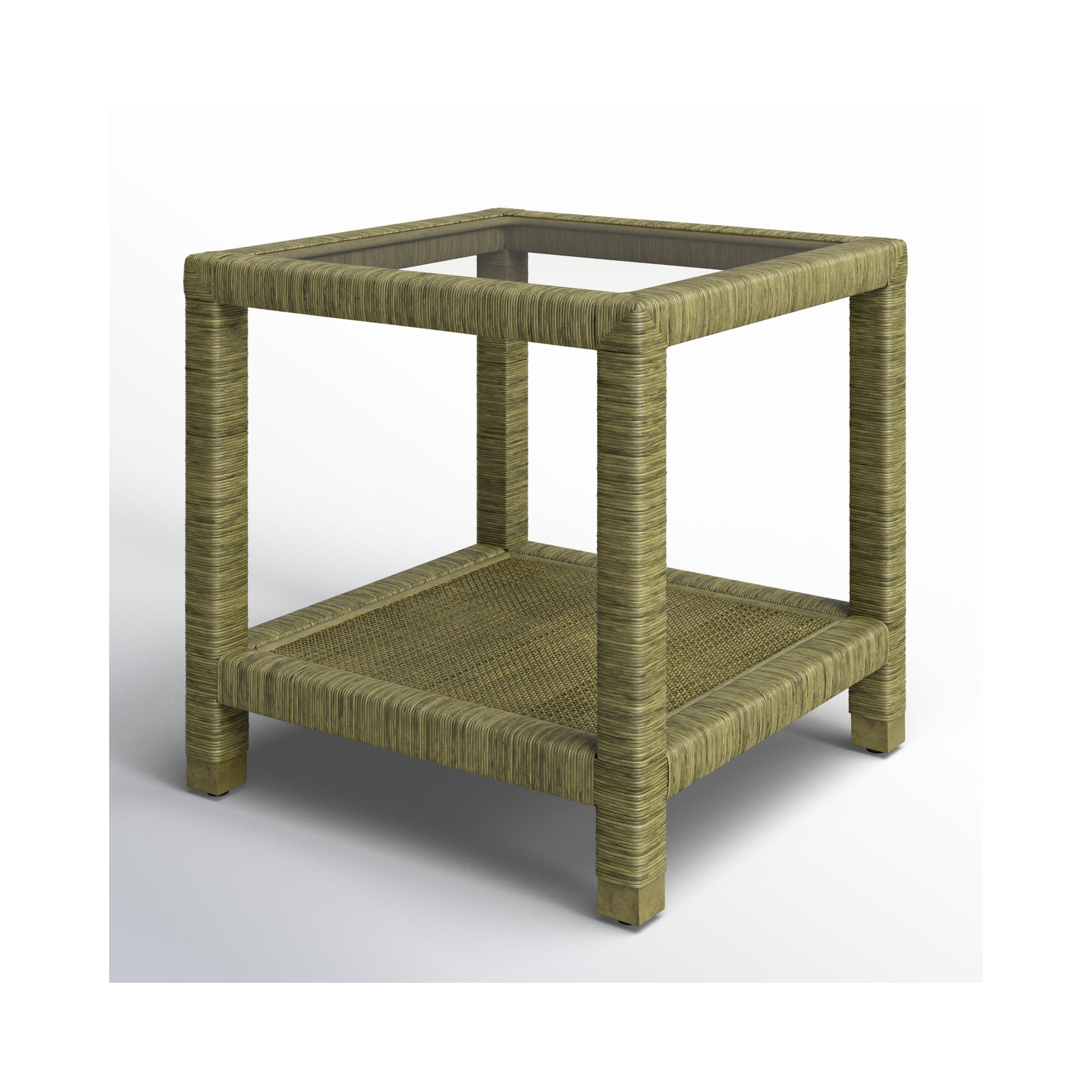 Graham Glass End Table, Brass