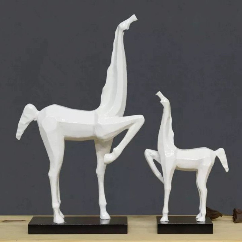 Horse Hoof Up Statue with Base, 13.5" H x 8" W x 4" D, White