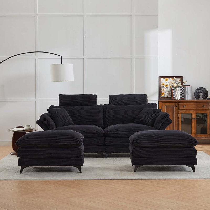 Canapé modulaire Corduroy, Noir