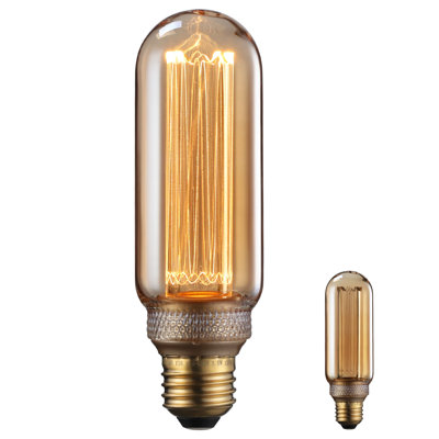 Ampoule DEL tubulaire décorative T14 3,5 W, verre ambré, intensité variable, filament virtuel effet Edison vintage, 2000 K, lumière chaude douce, certifiée UL, culot E26