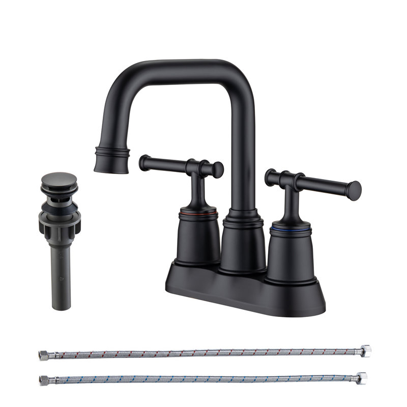 2-handle Bathroom Faucet with Drain Assembly, Matte Black