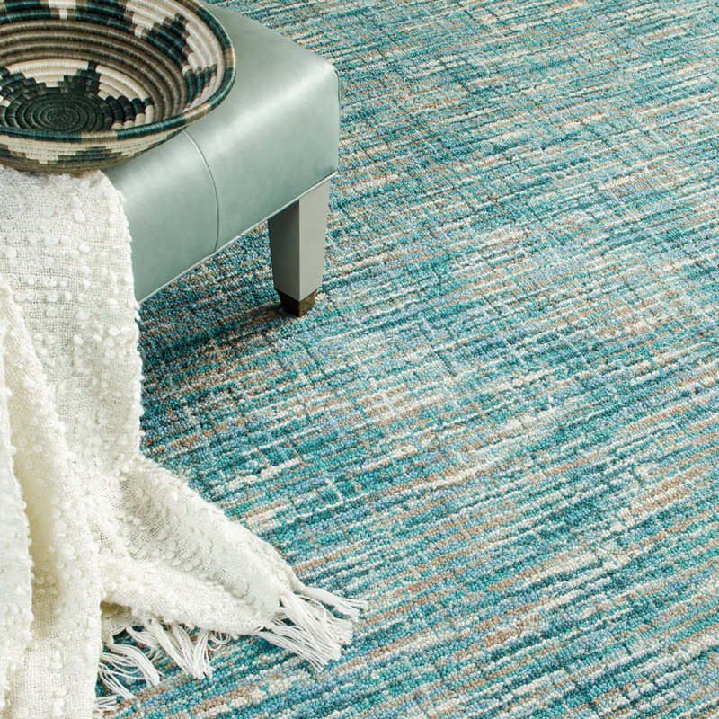 Tweedy Tufted Wool Light green/Brown/White Area Rug, Runner 2'6" x 8'