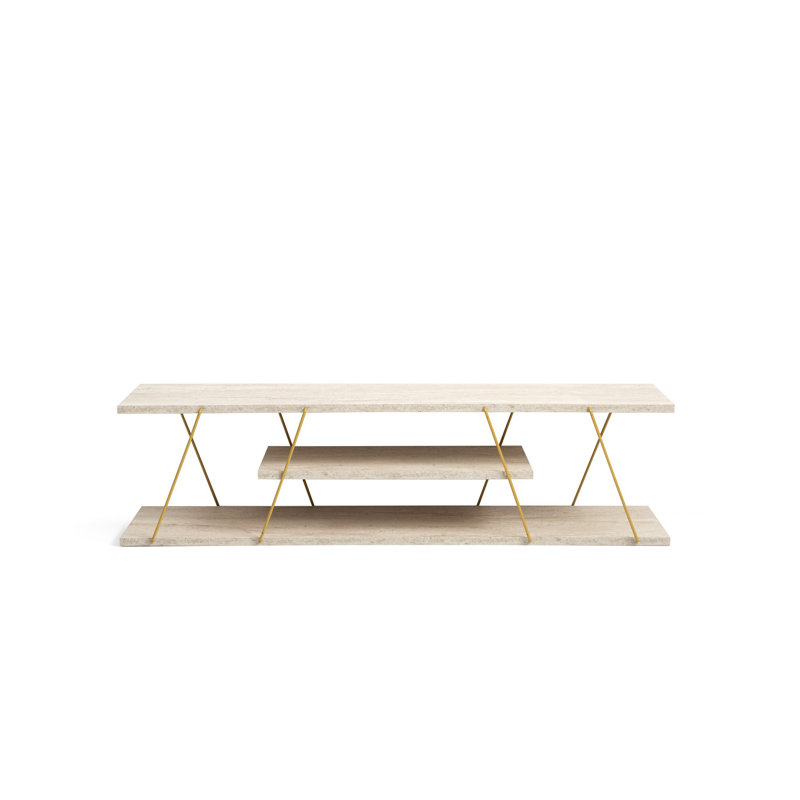 Kalune Design Unfinished TV Stand for TVs up to 50", White/Gold