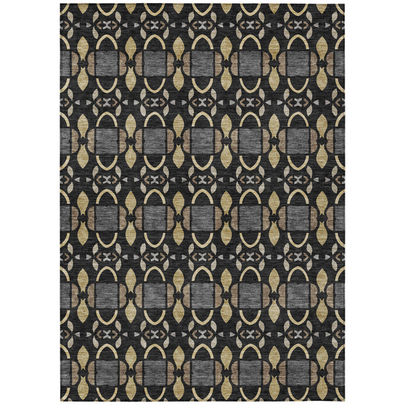 Machine Washable Indoor/Outdoor Chantille ACN2920 Striped Rug, 10' x 14', Black
