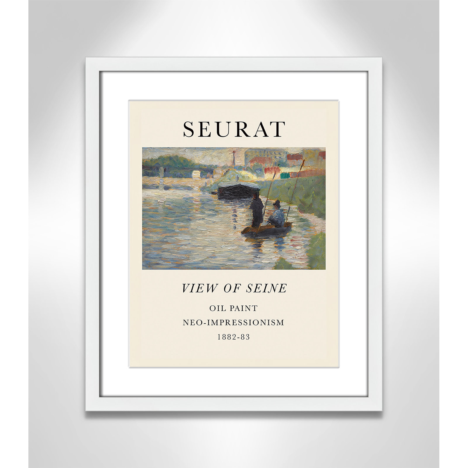 View Of Seine by Georges Seurat, Yes, 19" H x 16" W x 1.25" D, White Single Picture Frame
