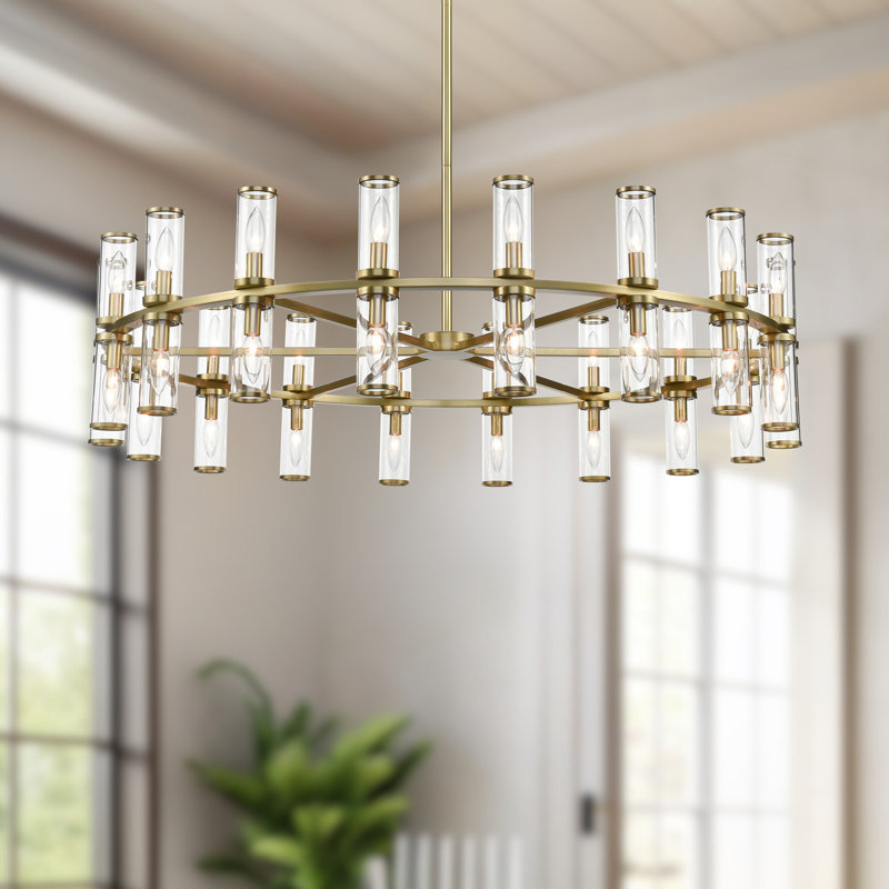 Revolve 36 - Light Chandelier, Natural Brass