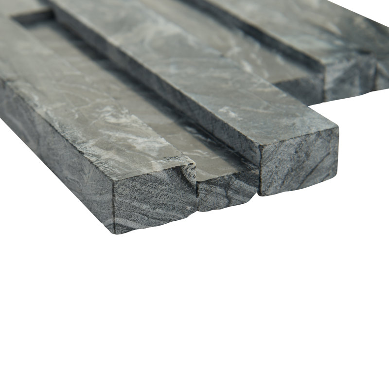 Stonecrest 6 in. x 18 in. Split Face Natural Stone Ledger Corner Wall Tile, Ashen Black